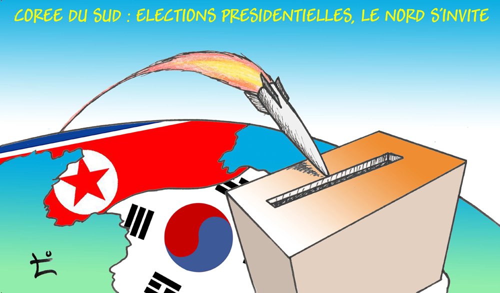 Dessin du mois 2022-03 – Corée du Sud : élections présidentielles, le Nord s’invite dans la campagne