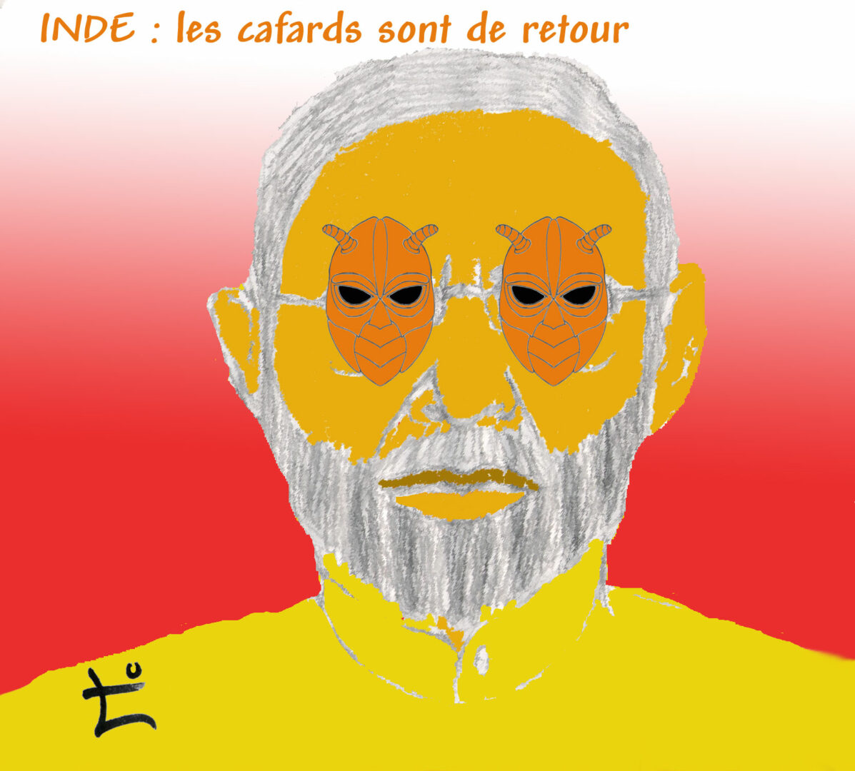 Dessin du mois 2026-08 – Inde ; les cafards sont de retour